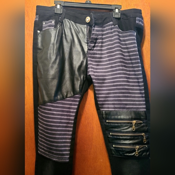 Black & gray mixed material jeans sz33 - Picture 5 of 10